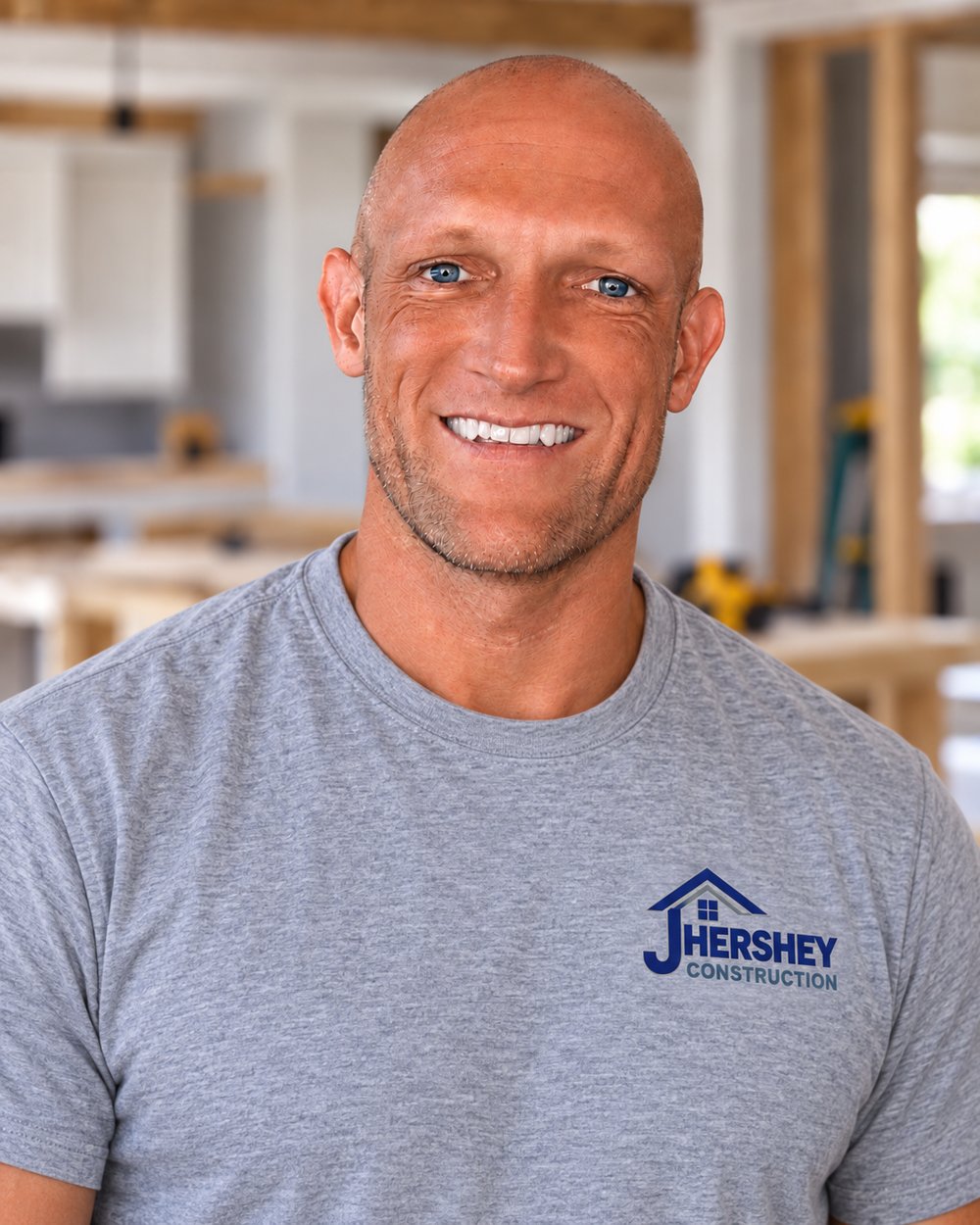 Justin Hershey, owner of J Hershey Construction, in a home under renovation